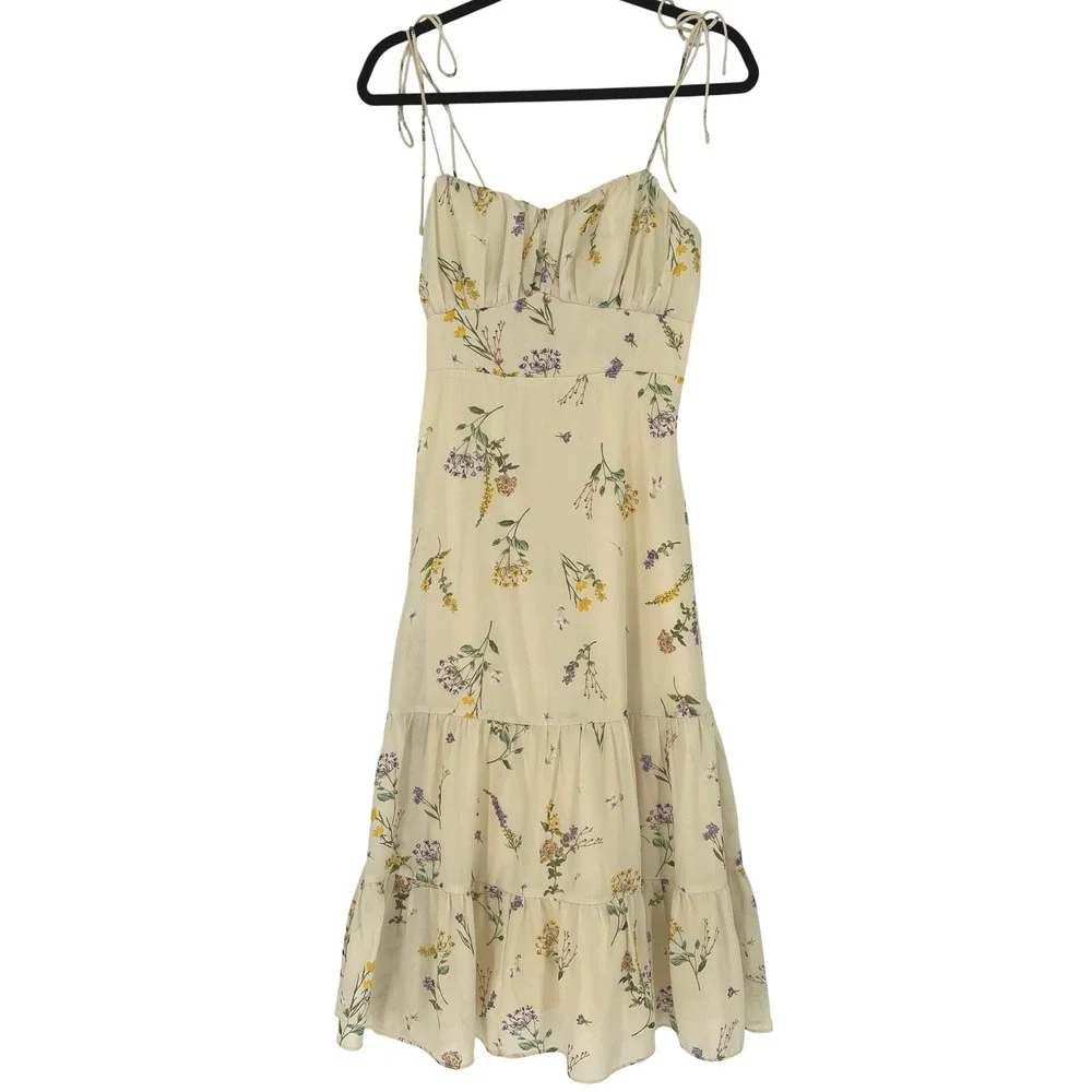 Showpo Wild Flowers Tie-Strap Cami Midi Dress Size 4 Floral Y2K Garden Wedding‎